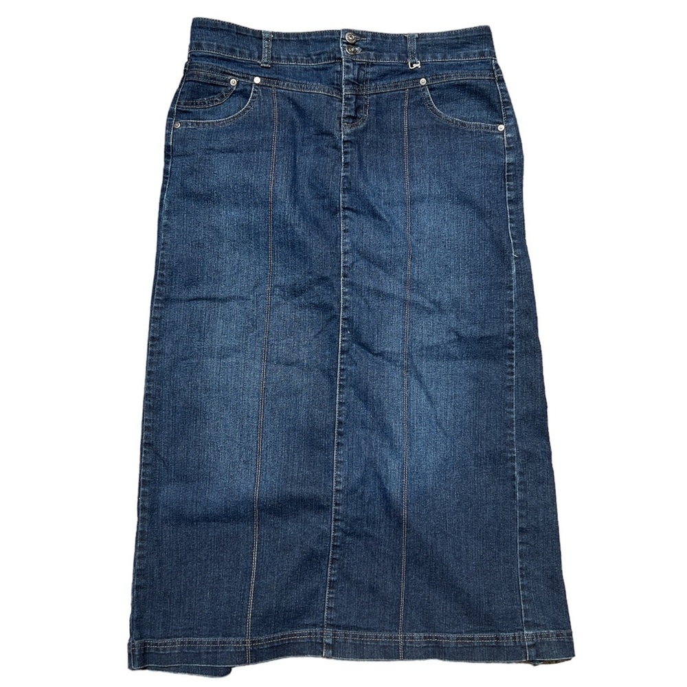 2000s style denim maxi skirt